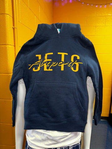 Youth Navy Hoodie with Gold Airport Jets