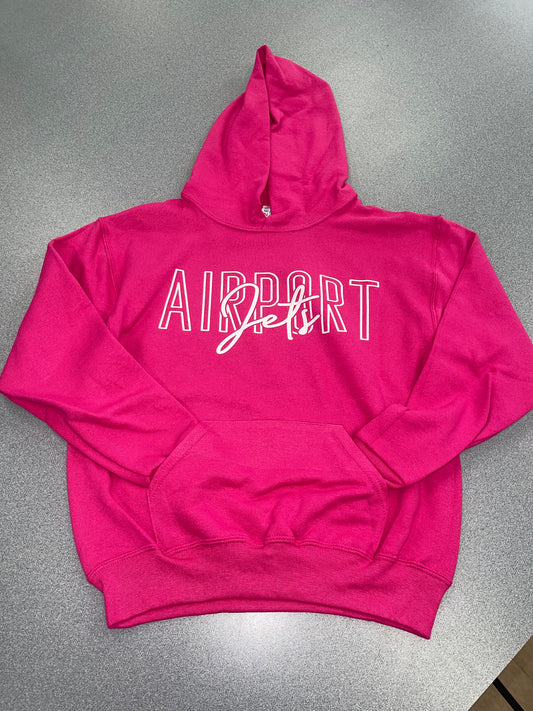 Youth Pink Hoodie with Airport Jets