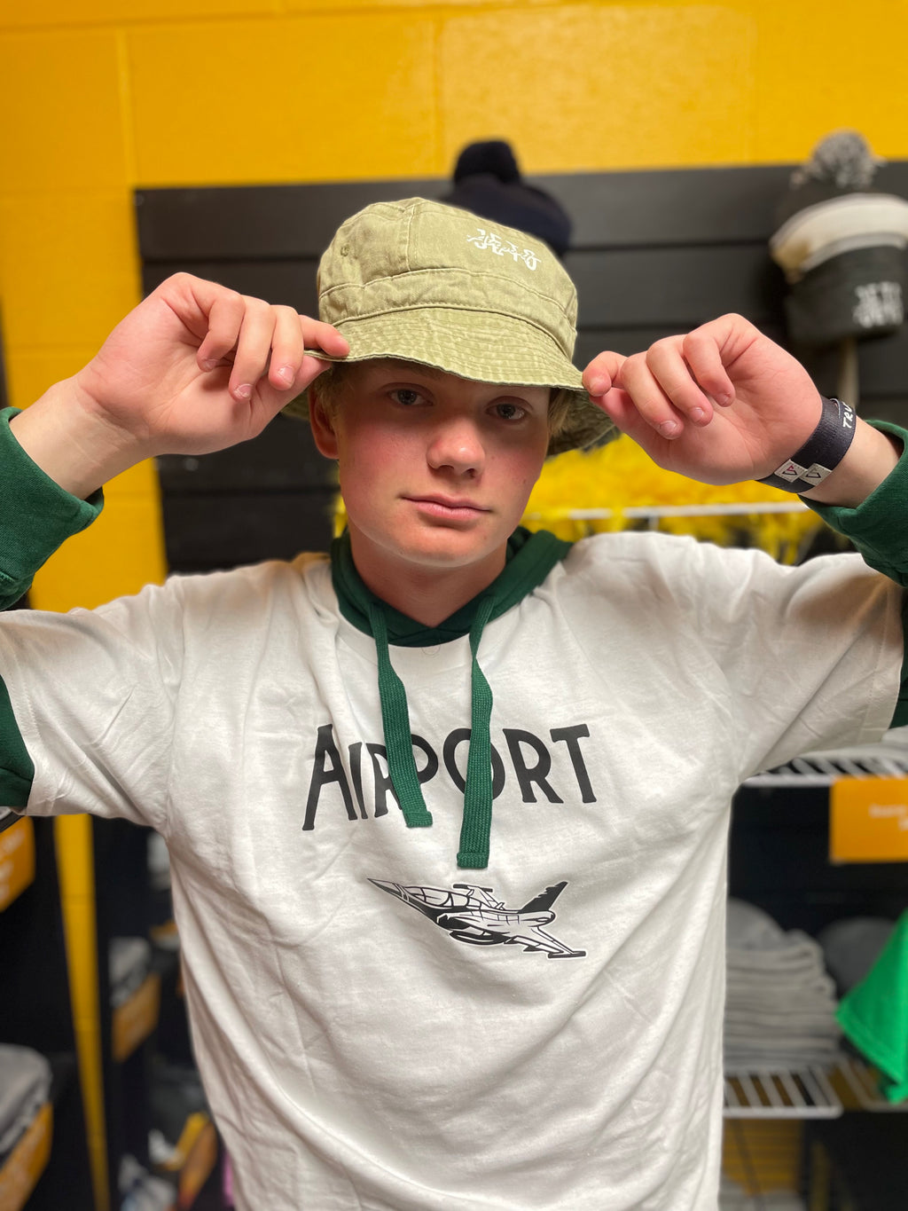 Khaki color Airport Jets Bucket Hat