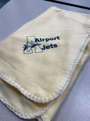 Yellow Baby blanket (Navy Airport Jets Logo with Block A)