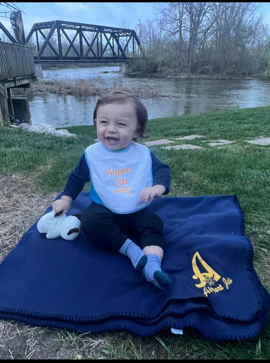 Navy Baby blanket (Gold Airport Jets Logo)